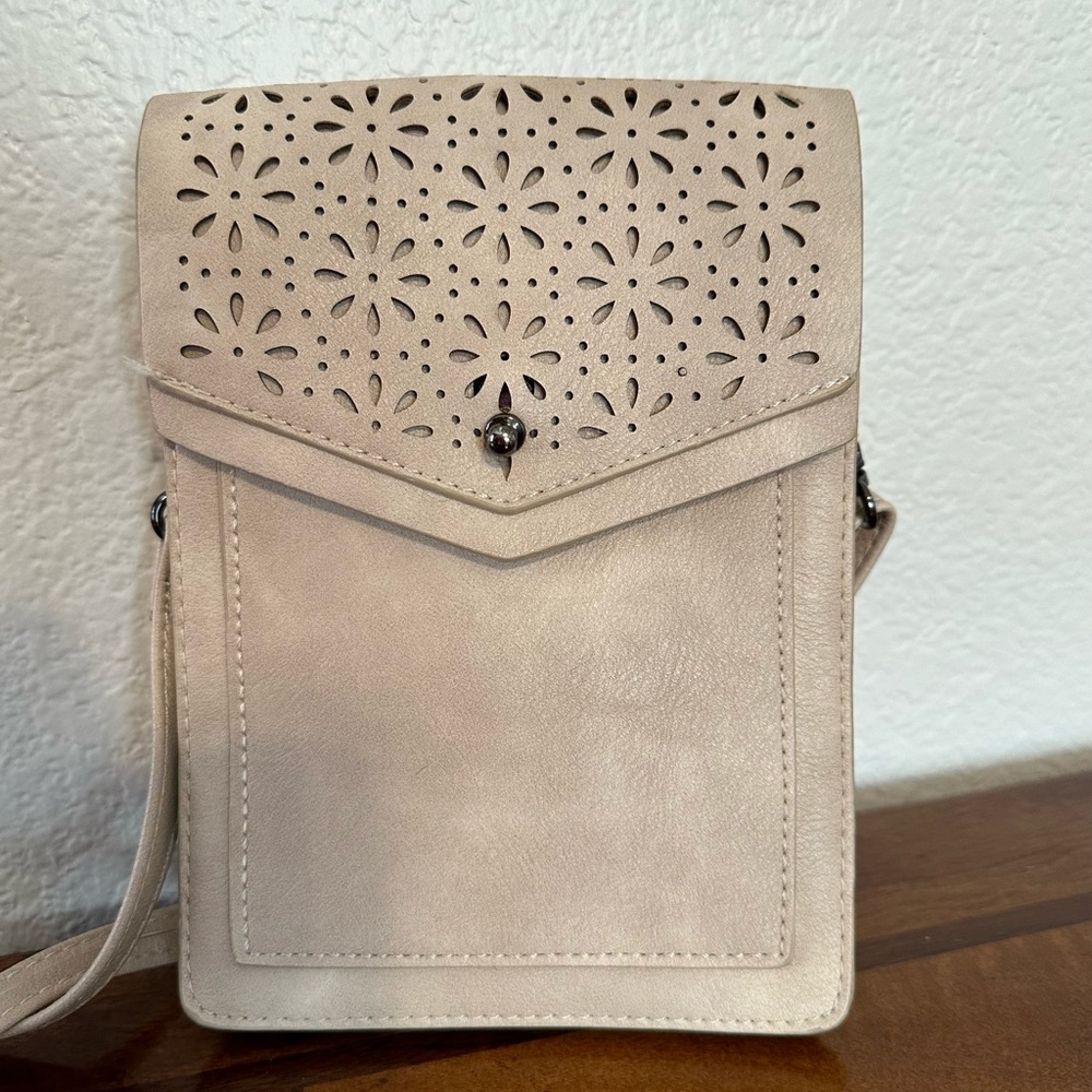 Minicat Synthetic Leather Satchel Crossbody Tan Bag View 2